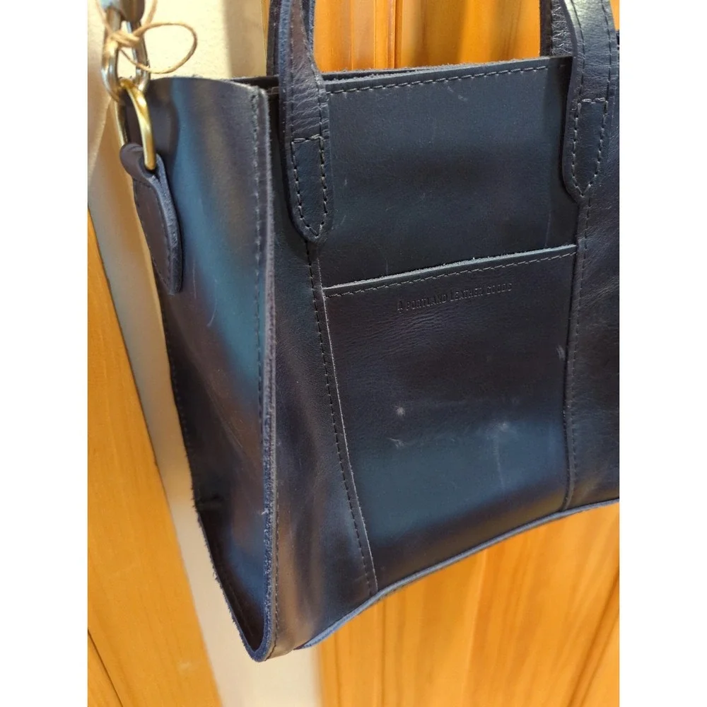 Portland Leather Goods Blue Satchel Bag Top Handle Crossbody‎ Adjustable Strap
